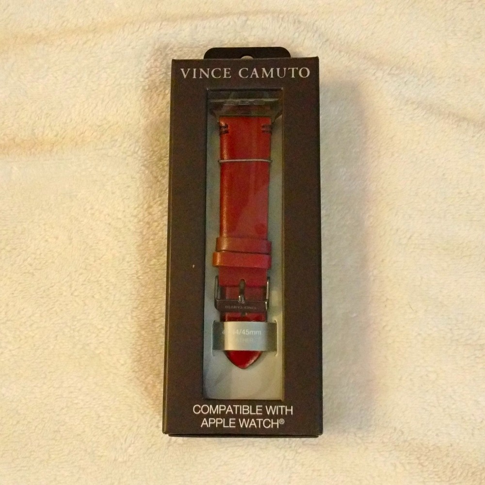 Vince Camuto Red Leather Strap Band for Apple Watch 42/44/45mm